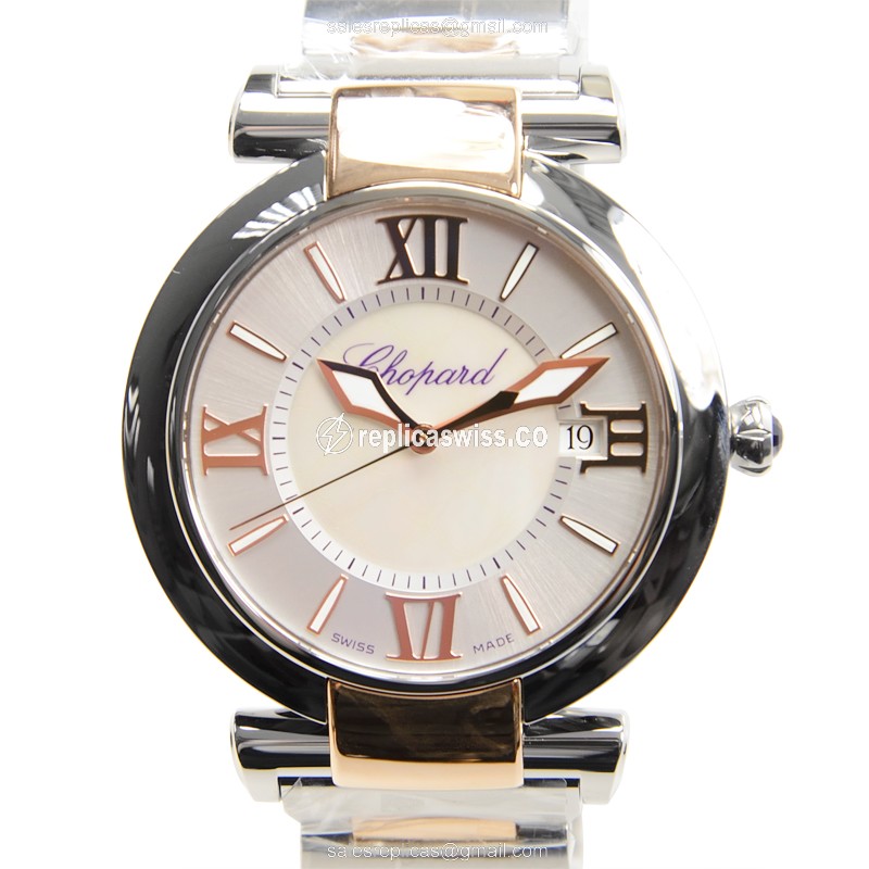 Chopard Imperiale Replica - Automatic - Stainless Steel - White Dial - Gold Clasp - 18kt Gold Strap